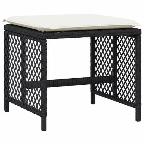 4 db fekete polyrattan kerti szék párnával 41 x 41 x 36 cm