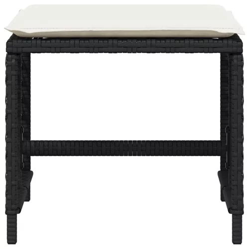 4 db fekete polyrattan kerti szék párnával 41 x 41 x 36 cm