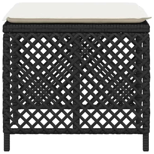 4 db fekete polyrattan kerti szék párnával 41 x 41 x 36 cm