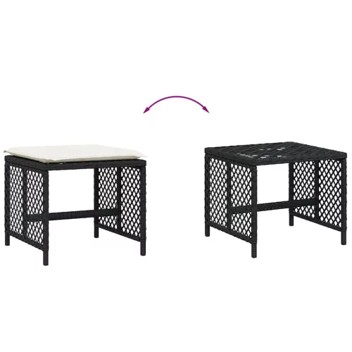4 db fekete polyrattan kerti szék párnával 41 x 41 x 36 cm