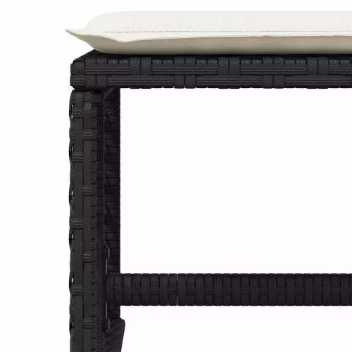 4 db fekete polyrattan kerti szék párnával 41 x 41 x 36 cm