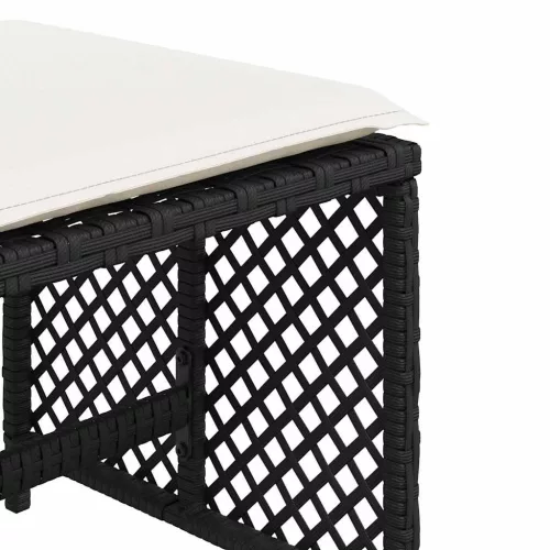 4 db fekete polyrattan kerti szék párnával 41 x 41 x 36 cm