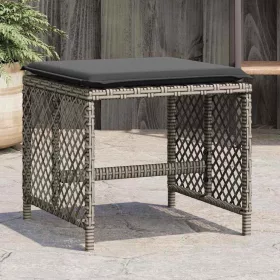  4 db szürke polyrattan kerti szék párnával 41 x 41 x 36 cm