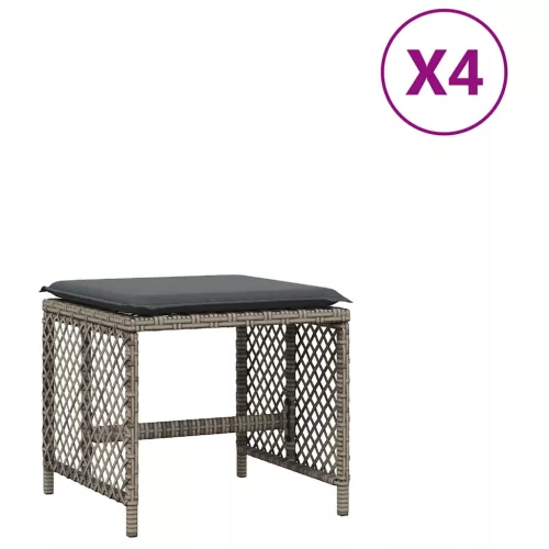 4 db szürke polyrattan kerti szék párnával 41 x 41 x 36 cm