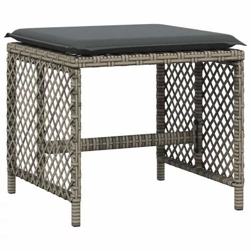 4 db szürke polyrattan kerti szék párnával 41 x 41 x 36 cm