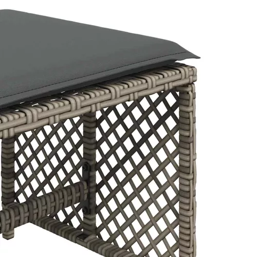 4 db szürke polyrattan kerti szék párnával 41 x 41 x 36 cm