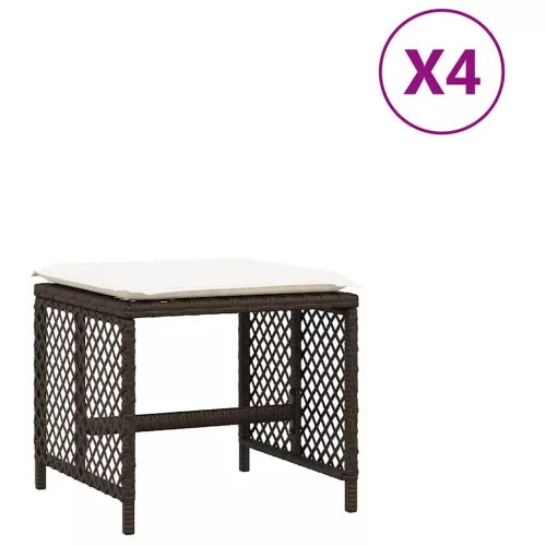 4 db barna polyrattan kerti szék párnával 41 x 41 x 36 cm