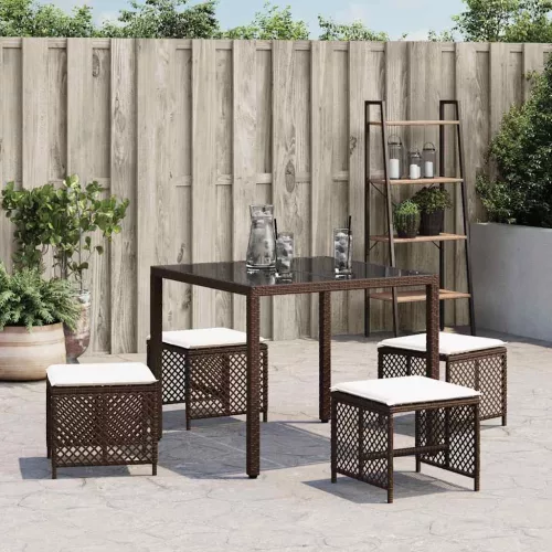 4 db barna polyrattan kerti szék párnával 41 x 41 x 36 cm