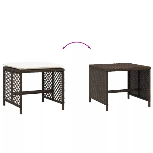 4 db barna polyrattan kerti szék párnával 41 x 41 x 36 cm
