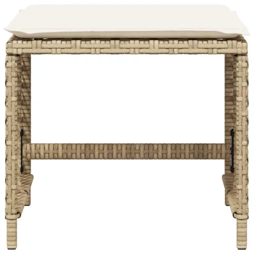 4 db bézs polyrattan kerti szék párnával 41 x 41 x 36 cm