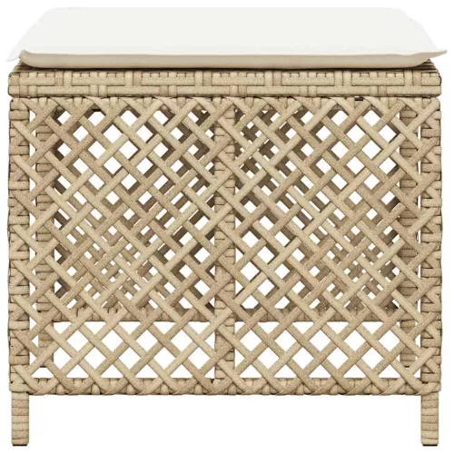 4 db bézs polyrattan kerti szék párnával 41 x 41 x 36 cm