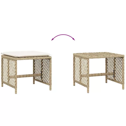 4 db bézs polyrattan kerti szék párnával 41 x 41 x 36 cm