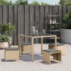 4 db vegyes bézs polyrattan kerti szék párnával 41 x 41 x 36 cm