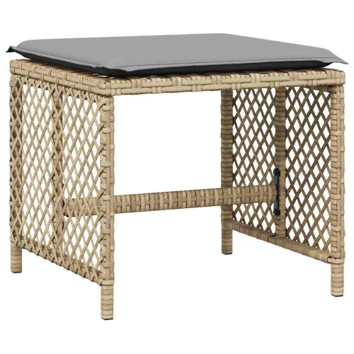 4 db vegyes bézs polyrattan kerti szék párnával 41 x 41 x 36 cm