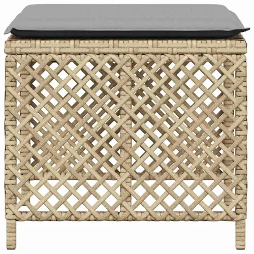 4 db vegyes bézs polyrattan kerti szék párnával 41 x 41 x 36 cm