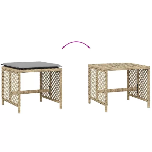 4 db vegyes bézs polyrattan kerti szék párnával 41 x 41 x 36 cm