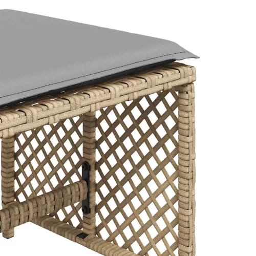 4 db vegyes bézs polyrattan kerti szék párnával 41 x 41 x 36 cm