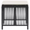 4 db fekete polyrattan kerti szék párnával 41 x 41 x 36 cm