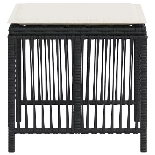 4 db fekete polyrattan kerti szék párnával 41 x 41 x 36 cm