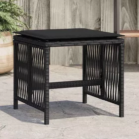   4 db fekete polyrattan kerti szék párnával 41 x 41 x 36 cm