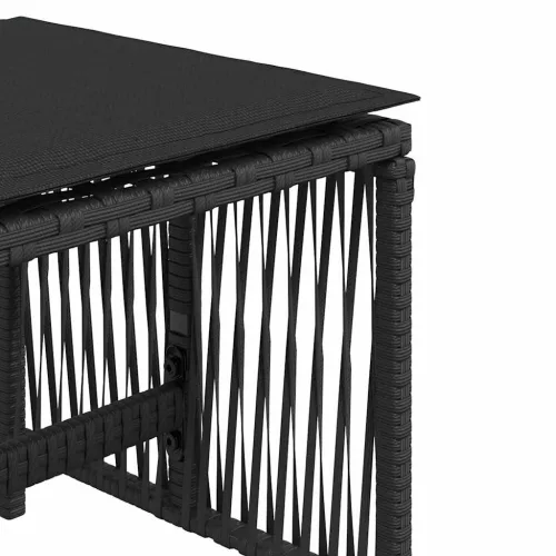 4 db fekete polyrattan kerti szék párnával 41 x 41 x 36 cm