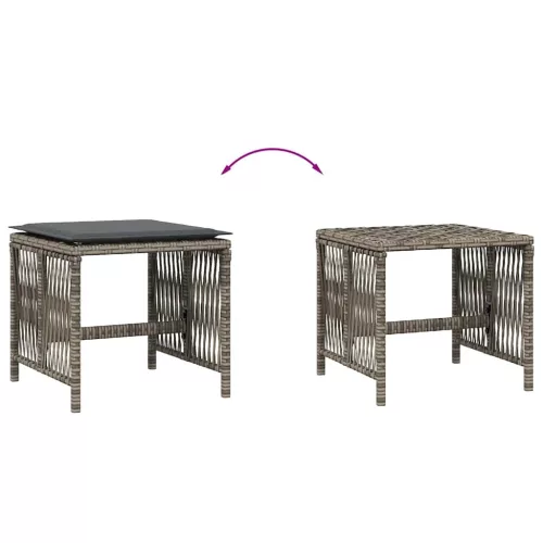 4 db szürke polyrattan kerti szék párnával 41 x 41 x 36 cm