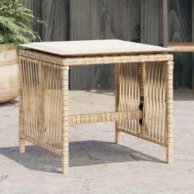 4 db bézs polyrattan kerti szék párnával 41 x 41 x 36 cm