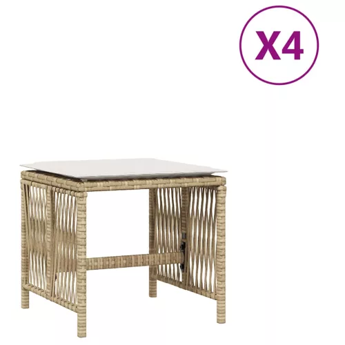 4 db bézs polyrattan kerti szék párnával 41 x 41 x 36 cm