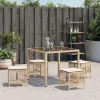 4 db bézs polyrattan kerti szék párnával 41 x 41 x 36 cm