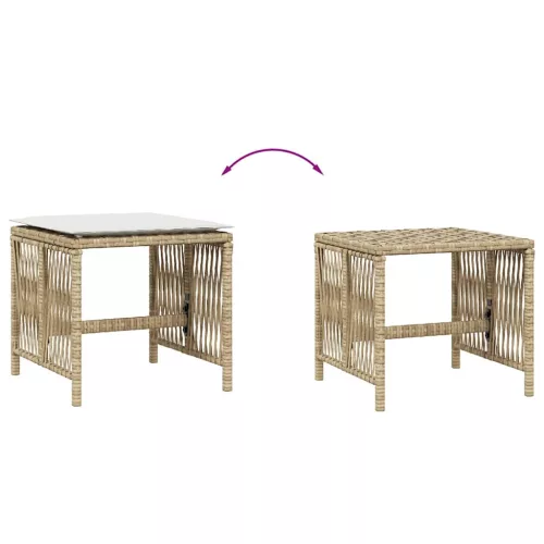 4 db bézs polyrattan kerti szék párnával 41 x 41 x 36 cm