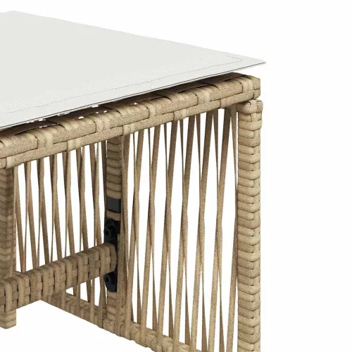 4 db bézs polyrattan kerti szék párnával 41 x 41 x 36 cm