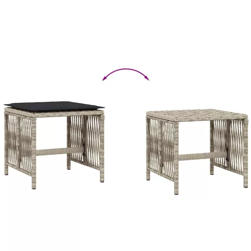 4db világosszürke polyrattan kerti szék párnával 41 x 41 x 36cm
