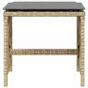 4 db vegyes bézs polyrattan kerti szék párnával 41 x 41 x 36 cm