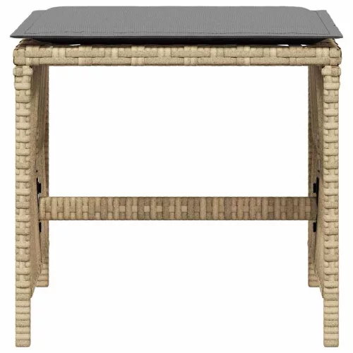 4 db vegyes bézs polyrattan kerti szék párnával 41 x 41 x 36 cm