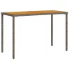 Szürke polyrattan akácfa lapos kerti asztal 115x54x74 cm