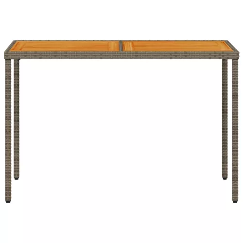 Szürke polyrattan akácfa lapos kerti asztal 115x54x74 cm