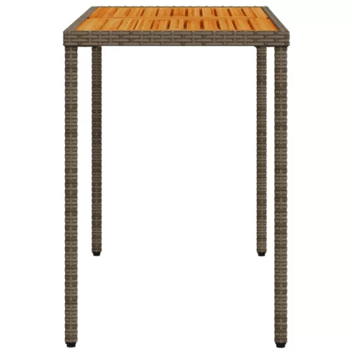 Szürke polyrattan akácfa lapos kerti asztal 115x54x74 cm