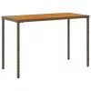 Szürke polyrattan akácfa lapos kerti asztal 115x54x74 cm
