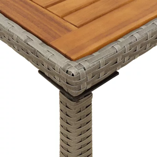 Szürke polyrattan akácfa lapos kerti asztal 115x54x74 cm