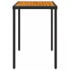 Fekete polyrattan akácfa lapos kerti asztal 115x54x74 cm