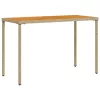 Bézs polyrattan akácfa lapos kerti asztal 115x54x74 cm