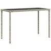 Szürke polyrattan üveglapos kerti asztal 115x54x74 cm