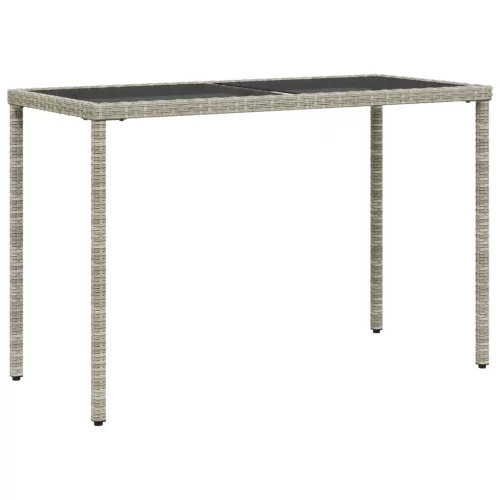 Szürke polyrattan üveglapos kerti asztal 115x54x74 cm