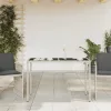 Szürke polyrattan üveglapos kerti asztal 115x54x74 cm
