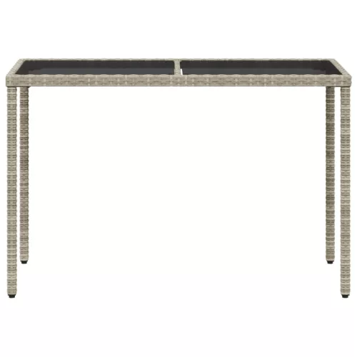Szürke polyrattan üveglapos kerti asztal 115x54x74 cm