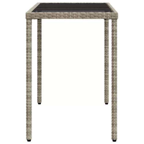 Szürke polyrattan üveglapos kerti asztal 115x54x74 cm
