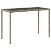 Szürke polyrattan üveglapos kerti asztal 115x54x74 cm