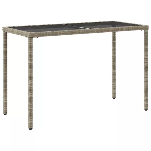 Szürke polyrattan üveglapos kerti asztal 115x54x74 cm
