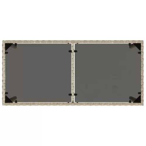 Szürke polyrattan üveglapos kerti asztal 115x54x74 cm