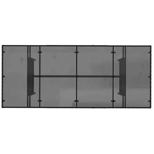 Fekete polyrattan üveglapos kerti asztal 190x80x74 cm